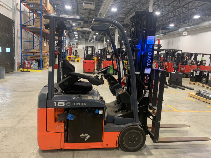 Used forklift for sale in Quebec | 2022 TOYOTA 3,500 LB 3-Wheel Electric Forklift | Model: 8FBE18U