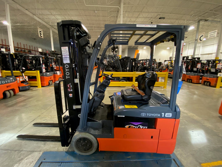 Used forklift for sale in Kitchener | 2023 TOYOTA 3,500 LB 3-Wheel Electric Forklift Longbox | Model: 8FBEH18U