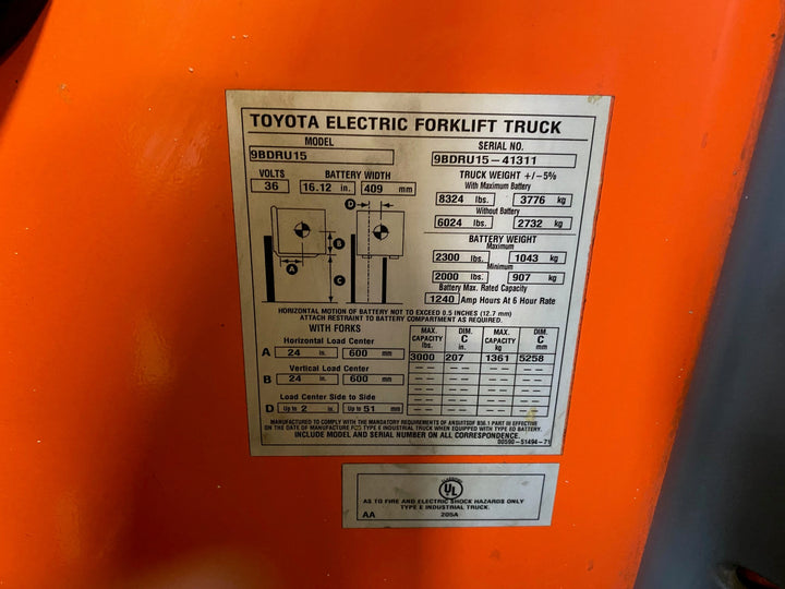 Used forklift for sale in Ajax | 2020 TOYOTA 3,000 LB Electric Double Reach Truck | Model: 9BD153M207