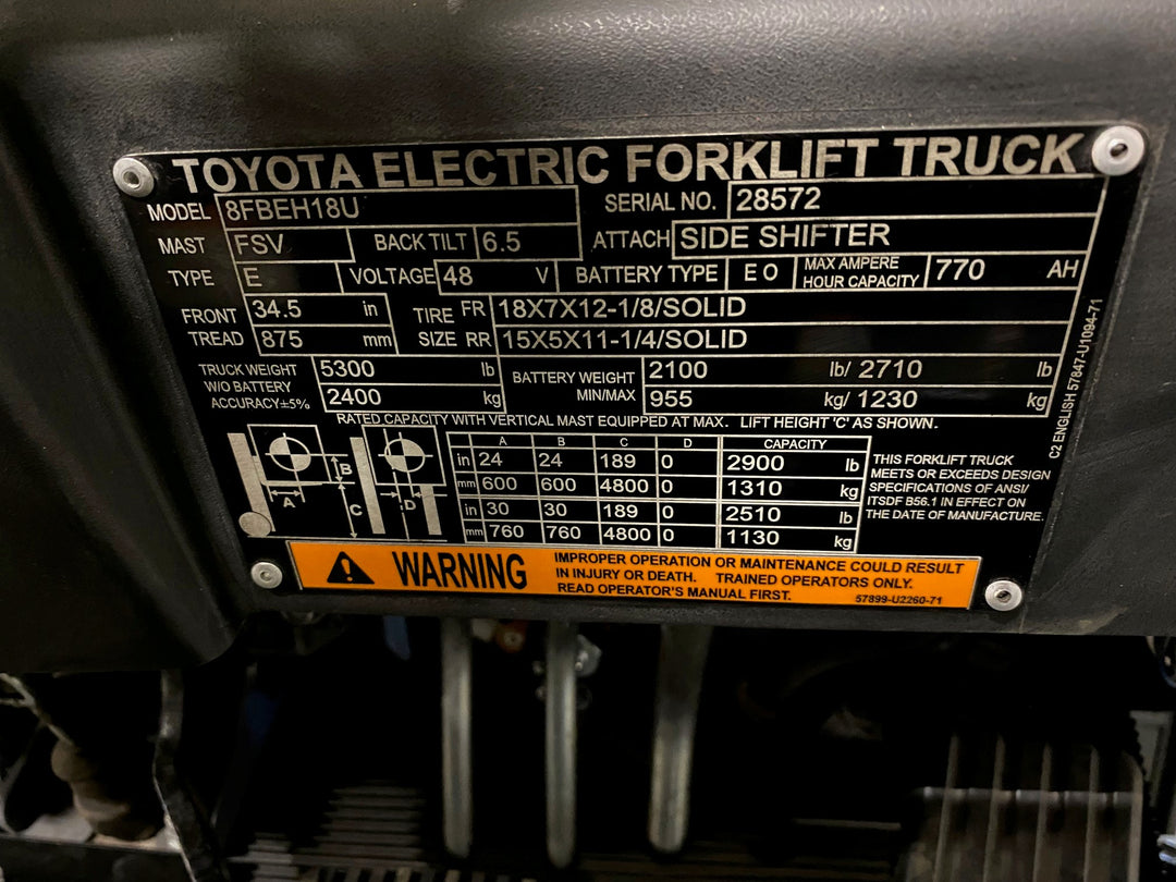 Used forklift for sale in Kitchener | 2023 TOYOTA 3,500 LB 3-Wheel Electric Forklift Longbox | Model: 8FBEH18U