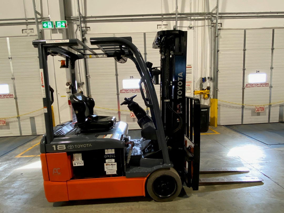 Used forklift for sale in Kitchener | 2023 TOYOTA 3,500 LB 3-Wheel Electric Forklift Longbox | Model: 8FBEH18U