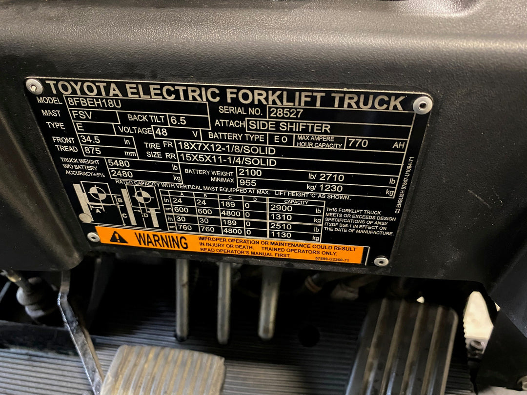 Used forklift for sale in Kitchener | 2023 TOYOTA 3,500 LB 3-Wheel Electric Forklift Longbox | Model: 8FBEH18U