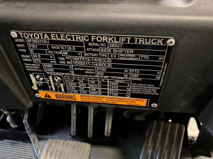 Used forklift for sale in Kitchener | 2023 TOYOTA 3,500 LB 3-Wheel Electric Forklift Longbox | Model: 8FBEH18U