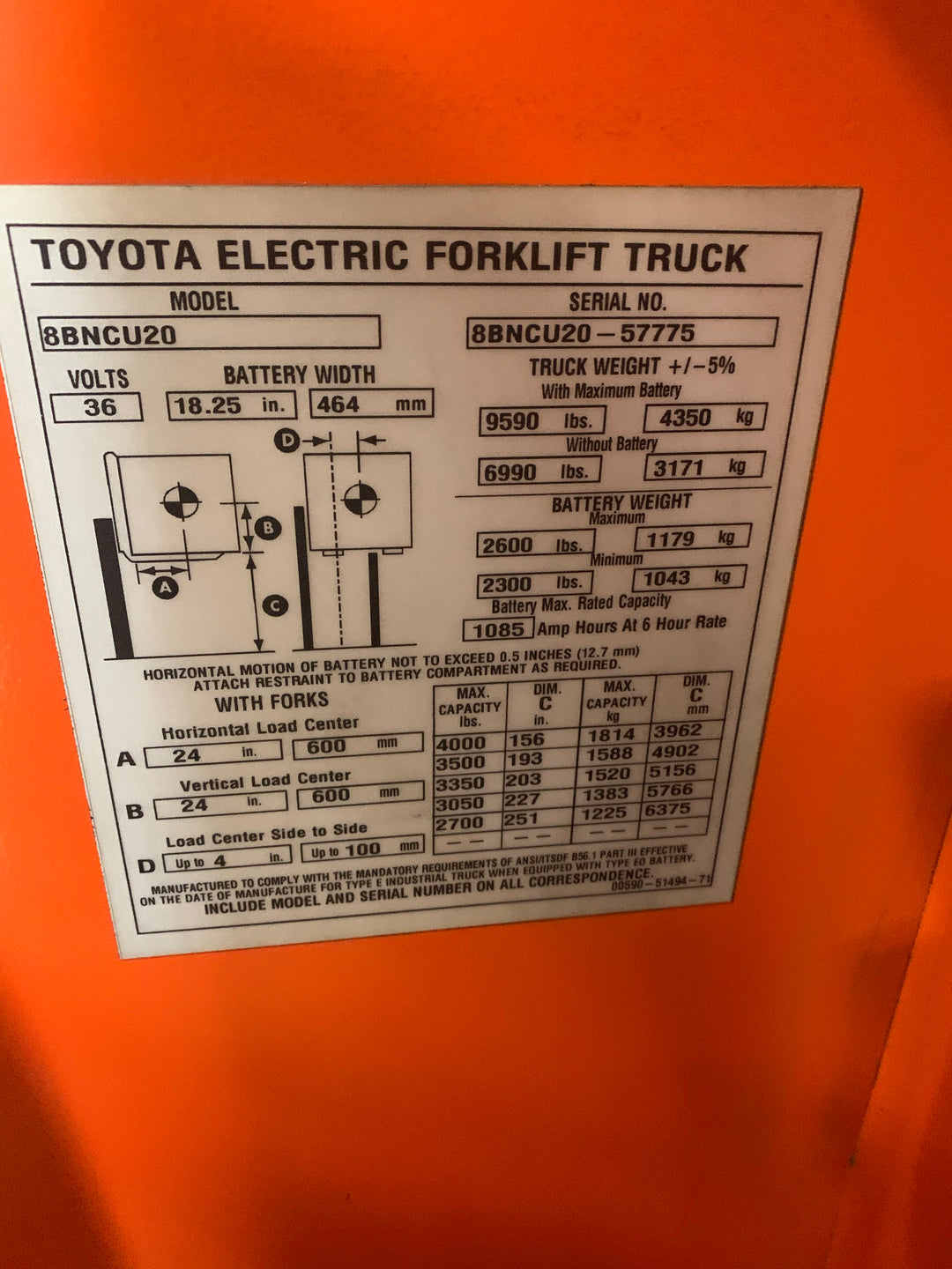 Used forklift for sale in Quebec | 2019 TOYOTA 4,000 LB Electric Standup Counterbalance | Model: 8BNCU20M188