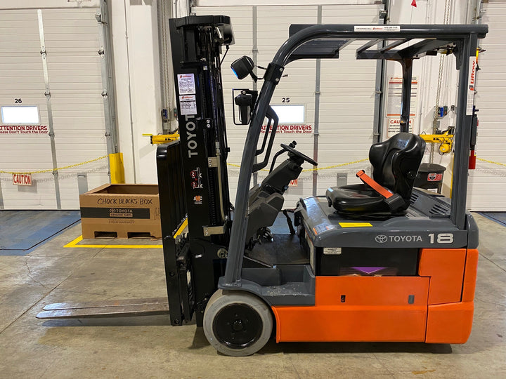 Used forklift for sale in Kitchener | 2023 TOYOTA 3,500 LB 3-Wheel Electric Forklift Longbox | Model: 8FBEH18U