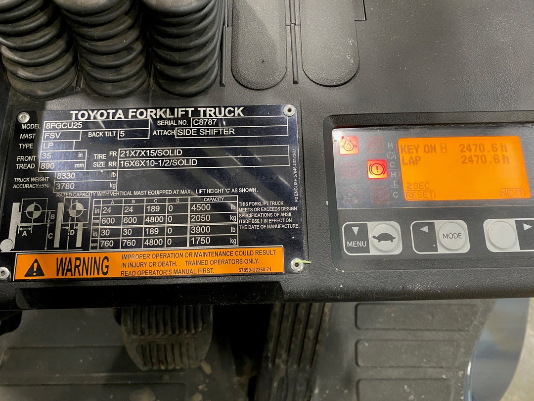 Used forklift for sale in Hamilton | 2021 TOYOTA 5,000 LB IC Cushion Forklift | Model: 8FGCU25