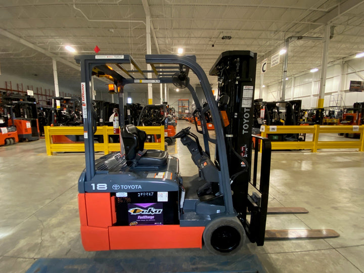 Used forklift for sale in Kitchener | 2021 TOYOTA 3,500 LB 3-Wheel Electric Forklift Longbox | Model: 8FBEH18U