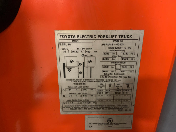 Used forklift for sale in Toronto | 2019 TOYOTA 3,500 LB Electric Reach Truck | Model: 9BR183M241