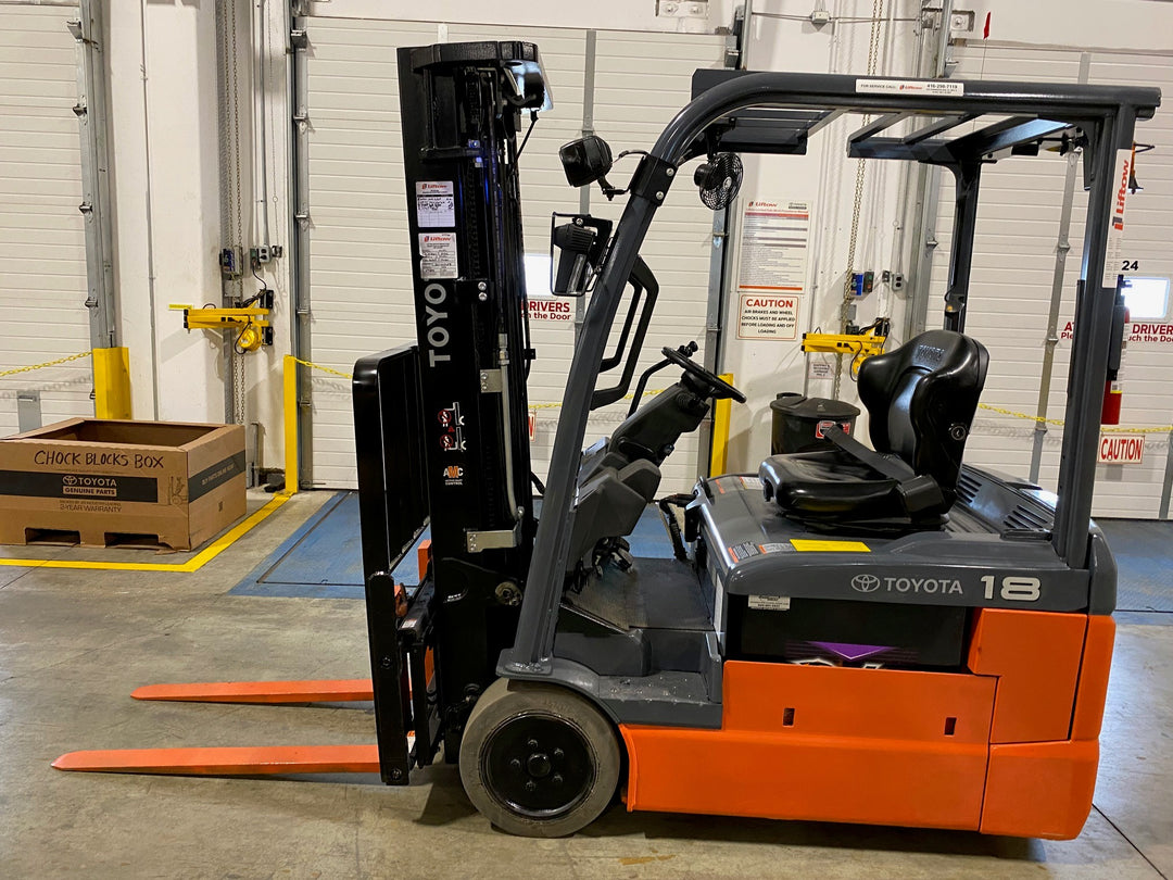 Used forklift for sale in Kitchener | 2022 TOYOTA 3,500 LB 3-Wheel Electric Forklift Longbox | Model: 8FBEH18U