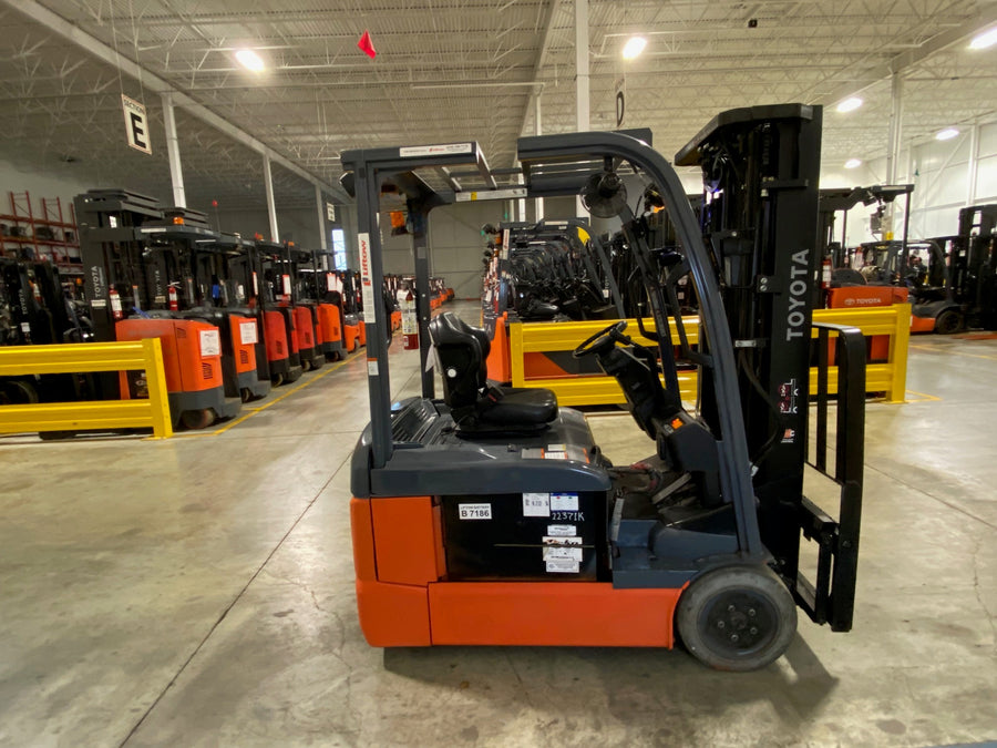 Used forklift for sale in Kitchener | 2021 TOYOTA 3,500 LB 3-Wheel Electric Forklift Longbox | Model: 8FBEH18U