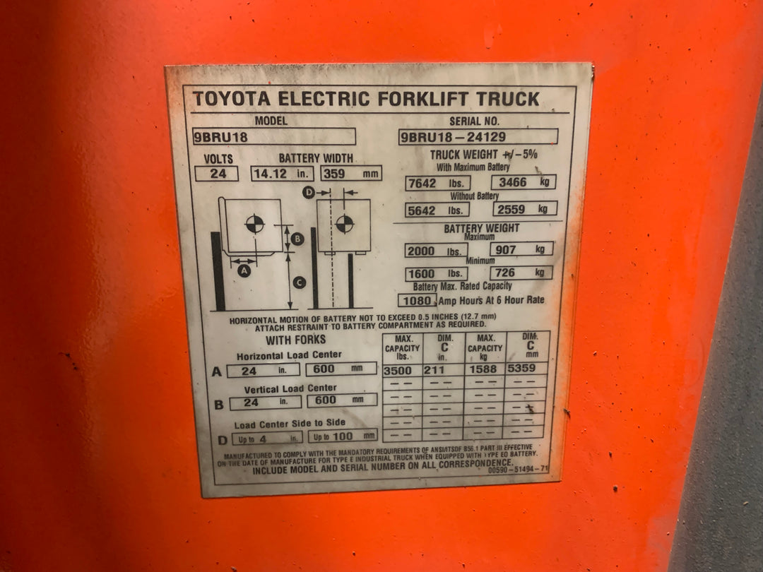 Used forklift for sale in Toronto | 2016 TOYOTA 3500 LB Electric Reach Truck | Model: 9BR182S211