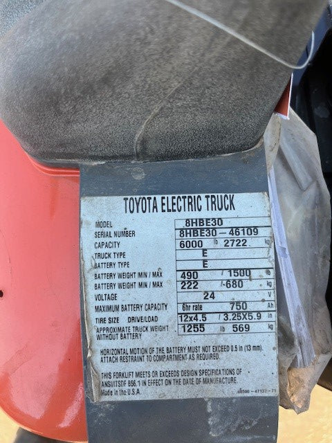 Used forklift for sale in London | 2016 TOYOTA 6,000 LB Electric Walkie Rider Pallet Truck | Model: 8HBE30