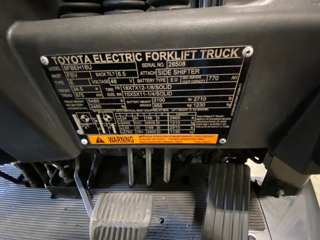 Used forklift for sale in Kitchener | 2023 TOYOTA 3,500 LB 3-Wheel Electric Forklift Longbox | Model: 8FBEH18U
