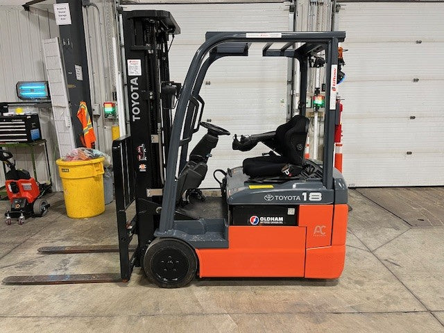 Used forklift for sale in London | 2022 TOYOTA 3,500 LB 3-Wheel Electric Forklift | Model: 8FBE18U