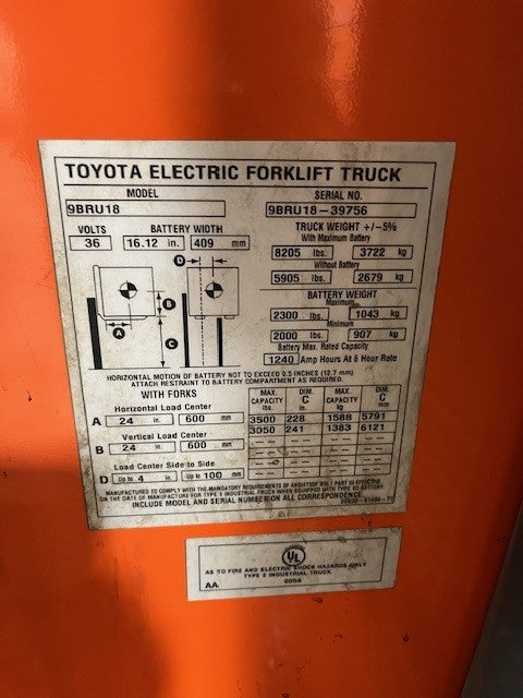 Used forklift for sale in London | 2019 TOYOTA 3,500 LB Electric Reach Truck | Model: 9BR183M241