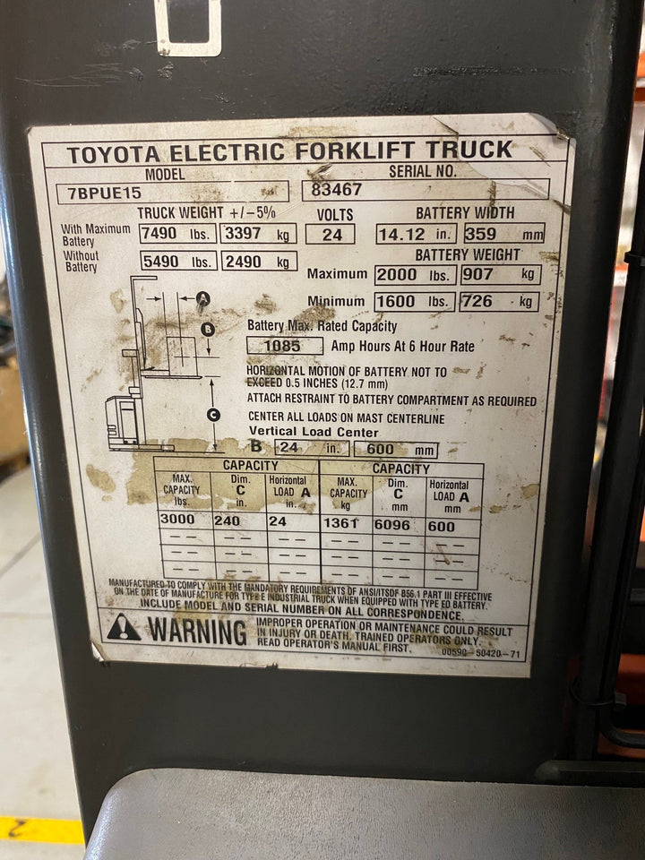 Used forklift for sale in Ajax | 2013 TOYOTA 3,000 LB Electric Order Picker | Model: 7BPUE15240