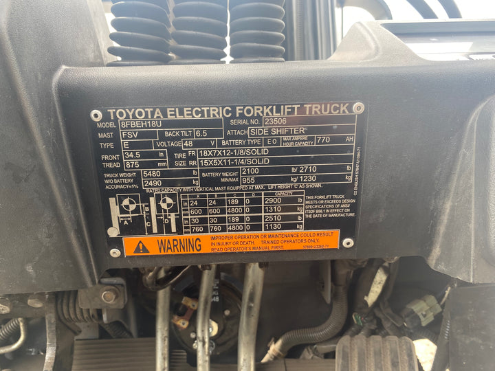 Used forklift for sale in Kitchener | 2021 TOYOTA 3,500 LB 3-Wheel Electric Forklift Longbox | Model: 8FBEH18U
